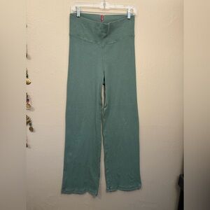 Hard Tail Forever Y2K Green Ribbed Contour Fold Over Wide Leg Cotton Spandex